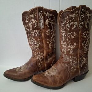 Justice Tan Embroidered Heeled Boots